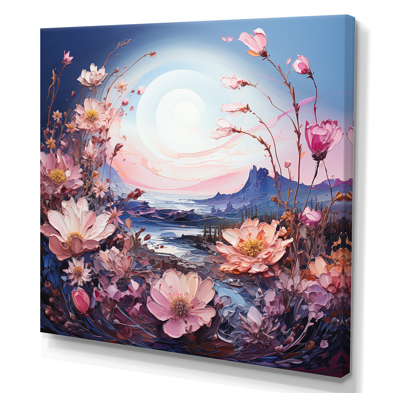 Lune mauve avec paysage de rêve, Toile tendue, H 36 po x l 36 po x P 1,5 po