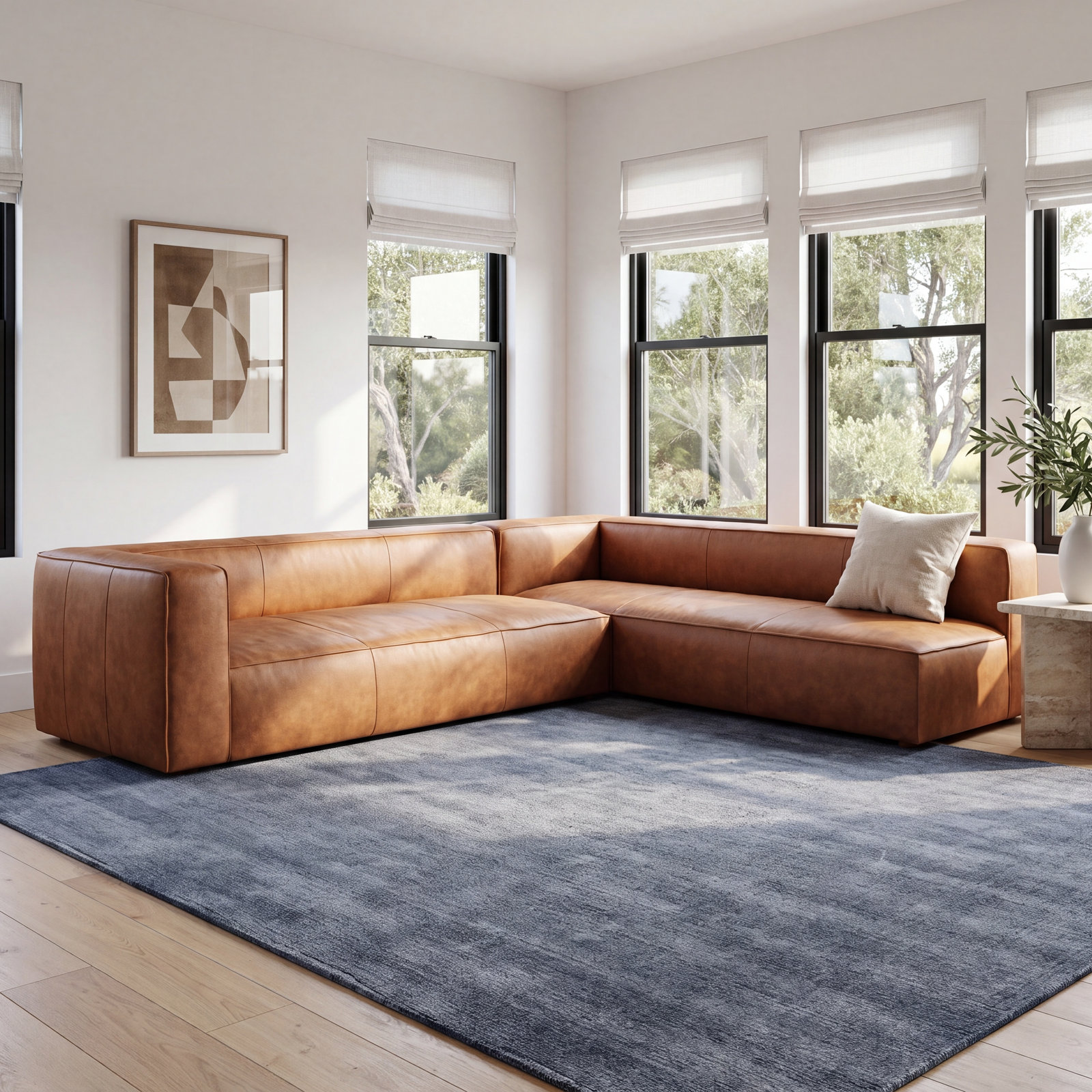 Piazza Full Grain Leather Sectional