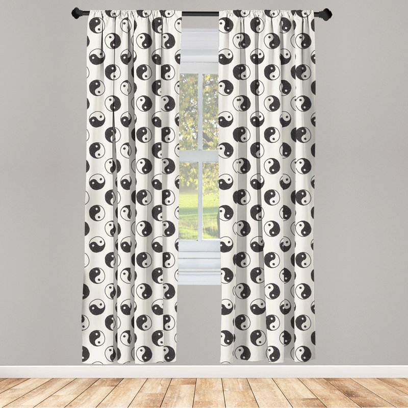 Yin Yang Semi-Sheer Rod Pocket Curtain Panels, 28" x 95"