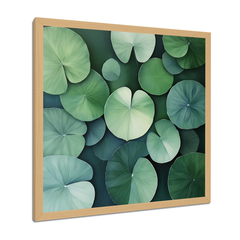 Feuilles de nénuphar douces - Tableau botanique encadré sur toile, H 30 po x l 30 po, Cadre naturel