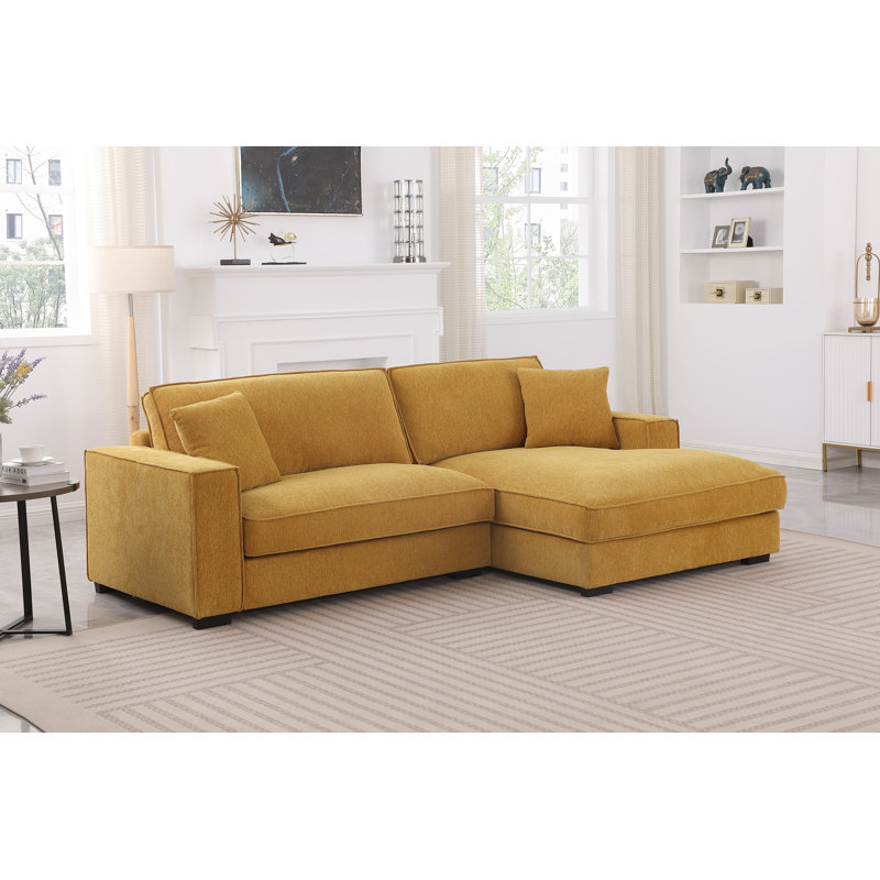 Canapé modulaire Braflin, Accoudoir à droite (vu de face), Chenille jaune