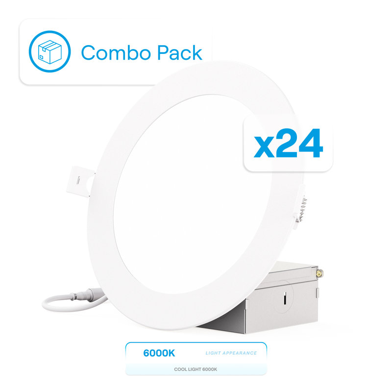 6 po DEL mince encastrée, 12 W, blanc transparent 6 000 K, à intensité variable