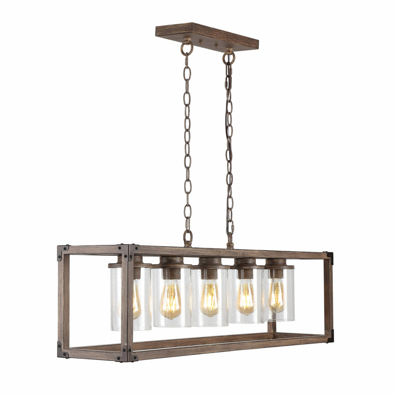 Luminaire suspendu rectangulaire à 5 lumières pour îlot de cuisine Trang