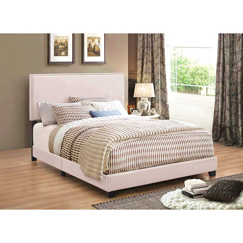Ivory Twin Bed With Nailhead Trim, Ivory, Twin