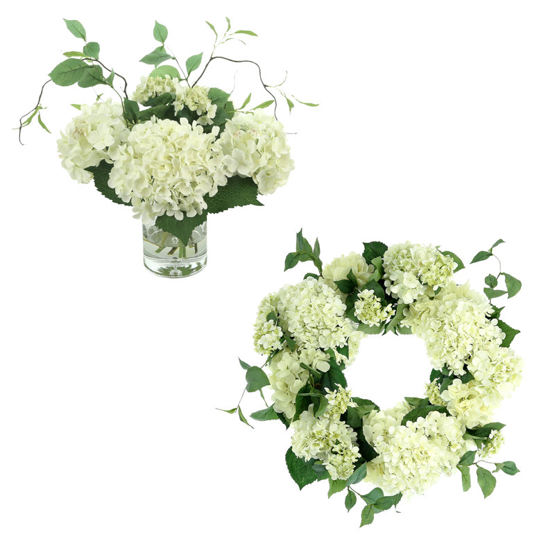 22" Spring Wreath and Arrangement with Hydrangeas