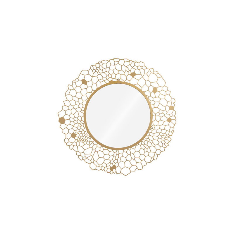 Miroir rond en nid d'abeille en laiton
