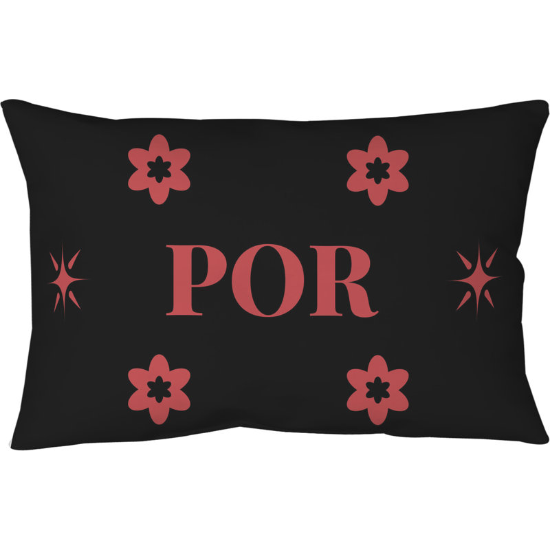 Coussin tissé et fermé Portland, Noir / rouge