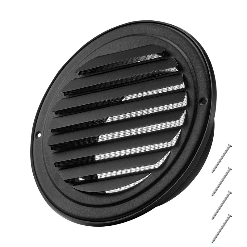 Couvercle d'évent mural rond en acier inoxydable noir, H 8,2 po x l 8,2 po x P 2,68 po