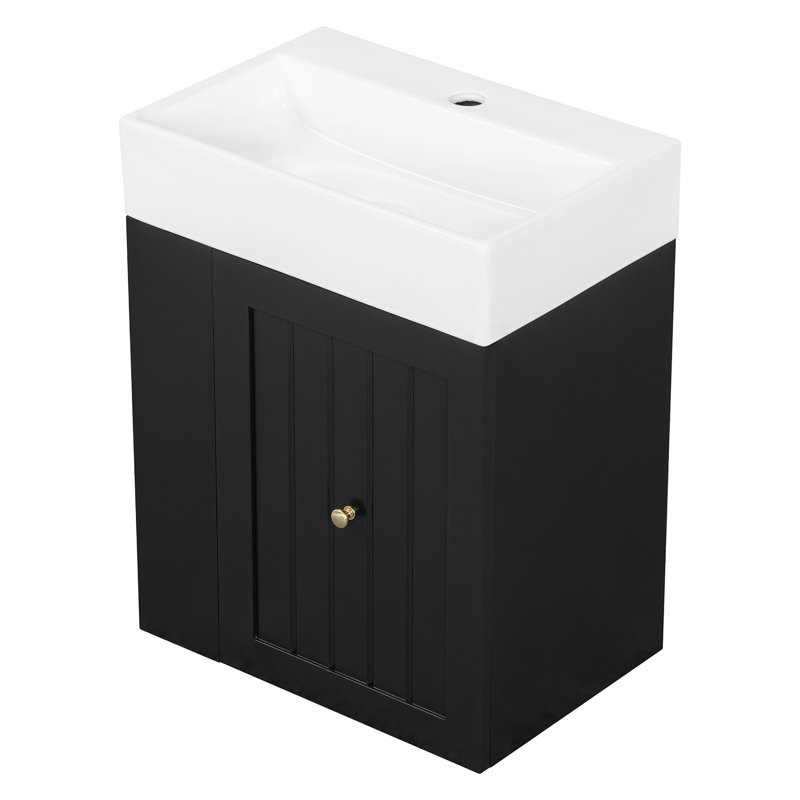 20-Inch Bathroom Vanity With Ceramic Sink, Black