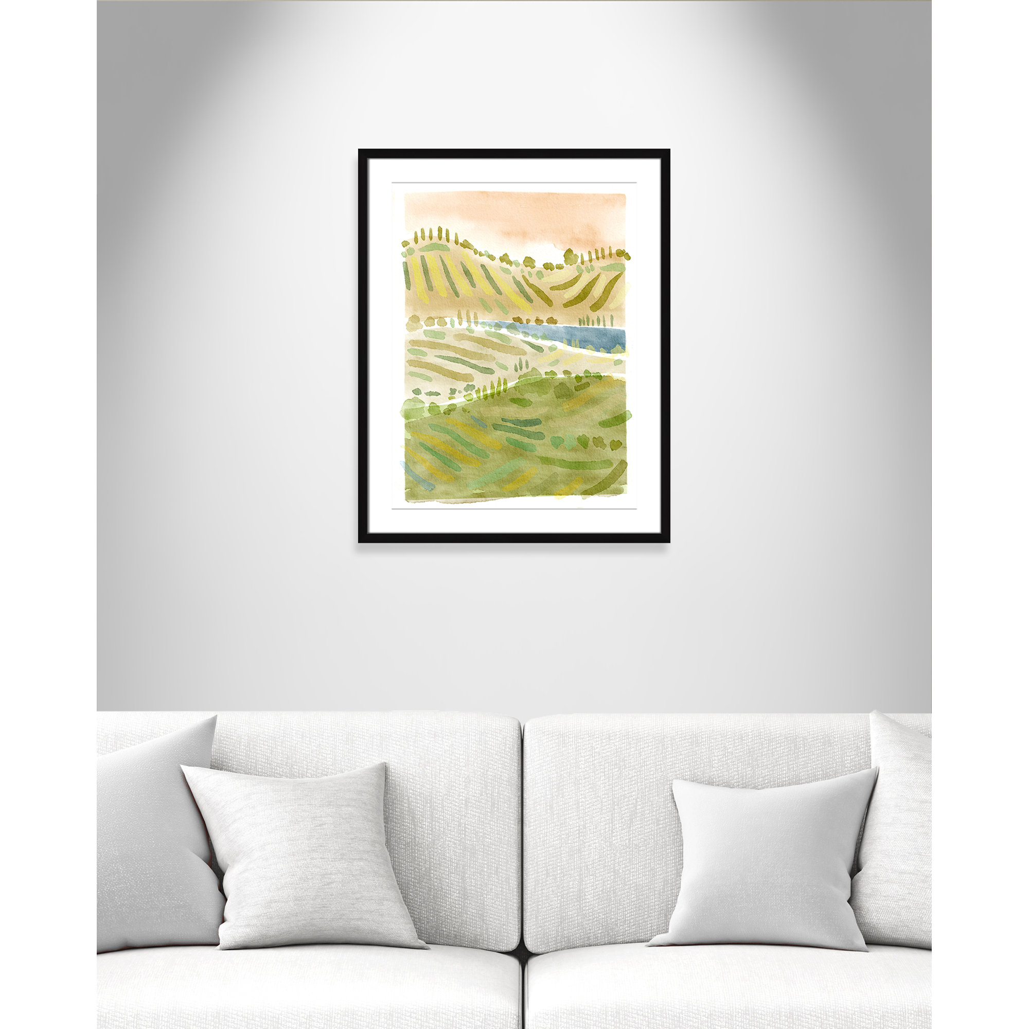 Tuscan Countryside Print by Leah Straatsma, 29.5" H x 23.5" W x 1.25" D, Black Single Picture Framed Paper, White