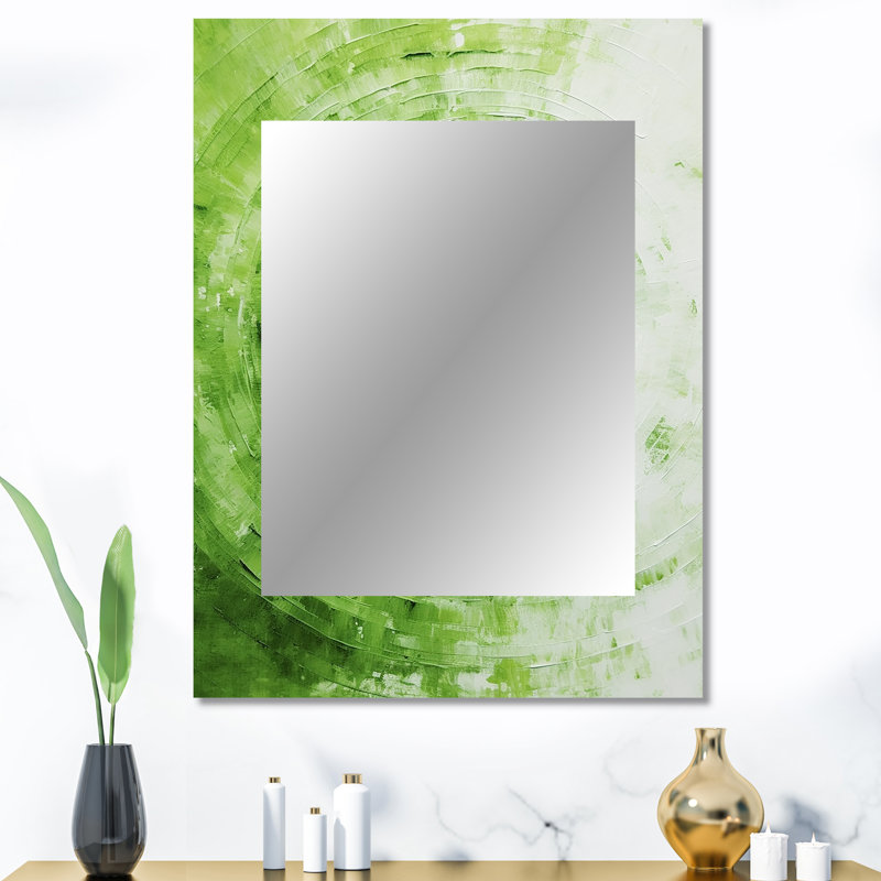 Vert vert sauge spirales - formes abstraites miroir unique, grand miroir mural vert, art imprimé en métal, 40 po x 30 po