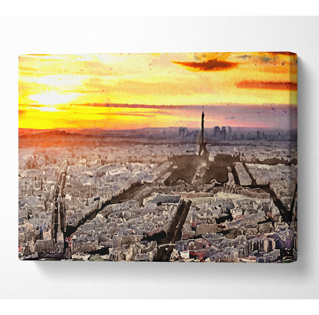 Paris Stadt Leinwand Aquarell