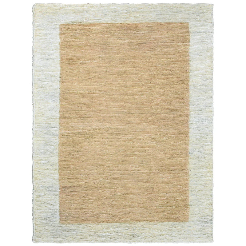 Heller Hand Knotted Sumak Jute Eco-Friendly Solid Area Rugs - Rectangle, Light Brown White Color, Contemporary Modern Design, High Pile, Natural Fiber, Outdoor Indoor Handmade Area Rugs for Living Room, Bed Room