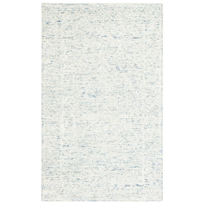 Tisya Hand Tufted Viscose/Wool Oriental Rug in White/Blue, Rectangle 3' x 5'