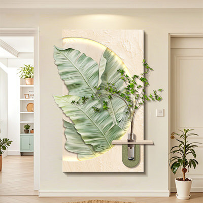 Cream, Green Rectangular Manufactured Wood Wall art