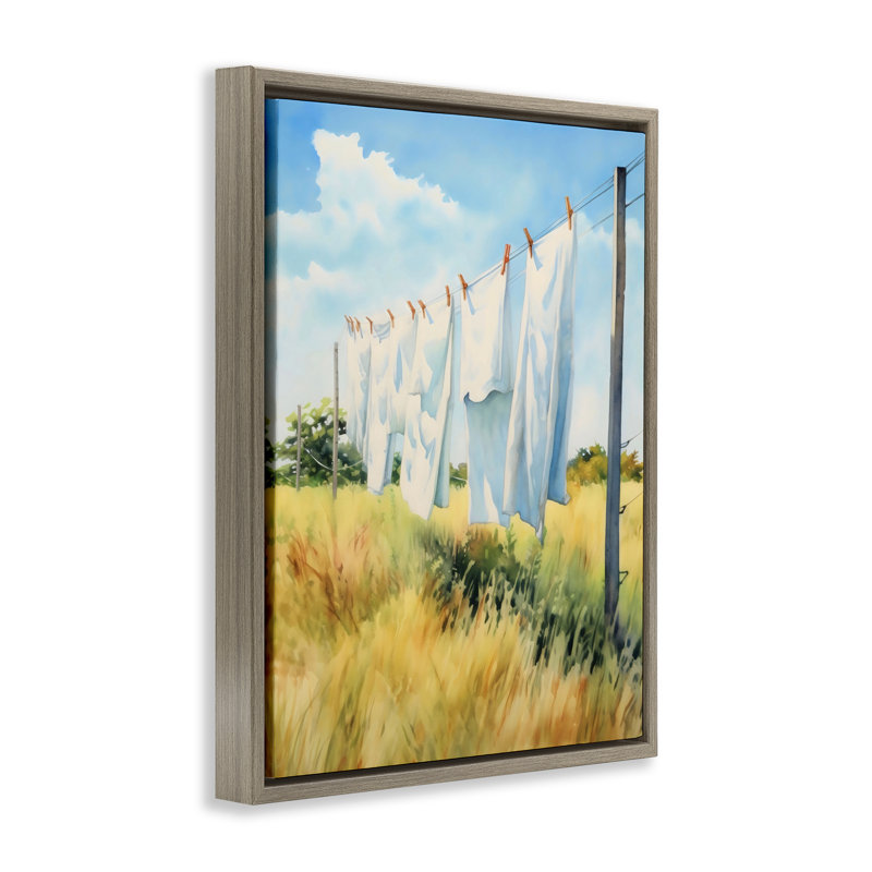 Ligne de vêtements dans un cadre flottant Windy Meadow, design Creative Studio, H 21 po x l 17 po