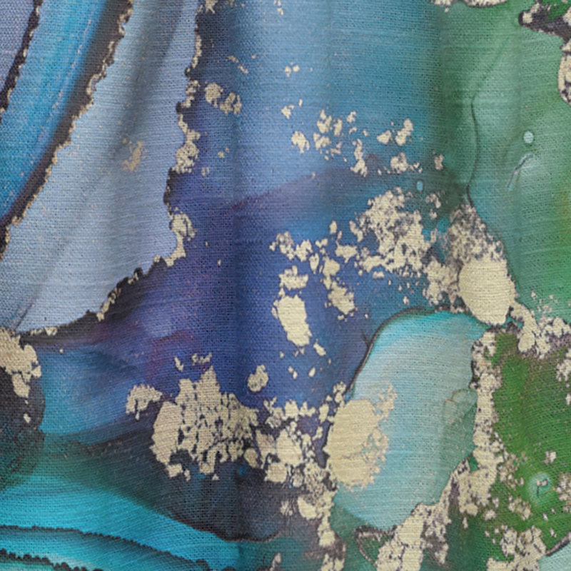 Green Luxury Abstract Fluid Art - Geometric Curtain - Velvet Room darkening - 1 panel, 52" W x 95" L