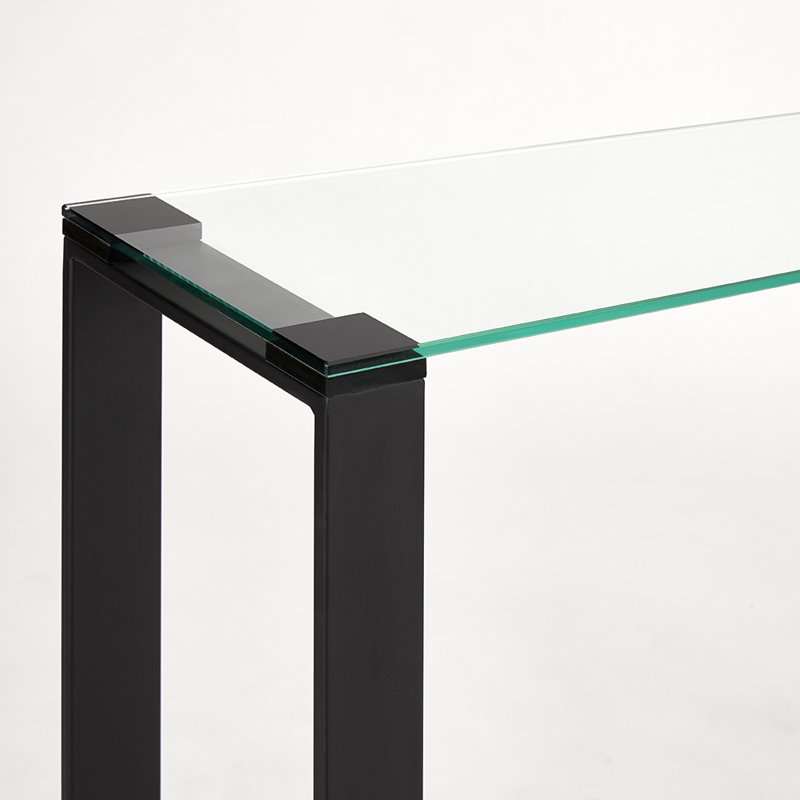 Mihrtad 47'' Glass Top Console Table, 31" H x 39" W x 10" D, Black