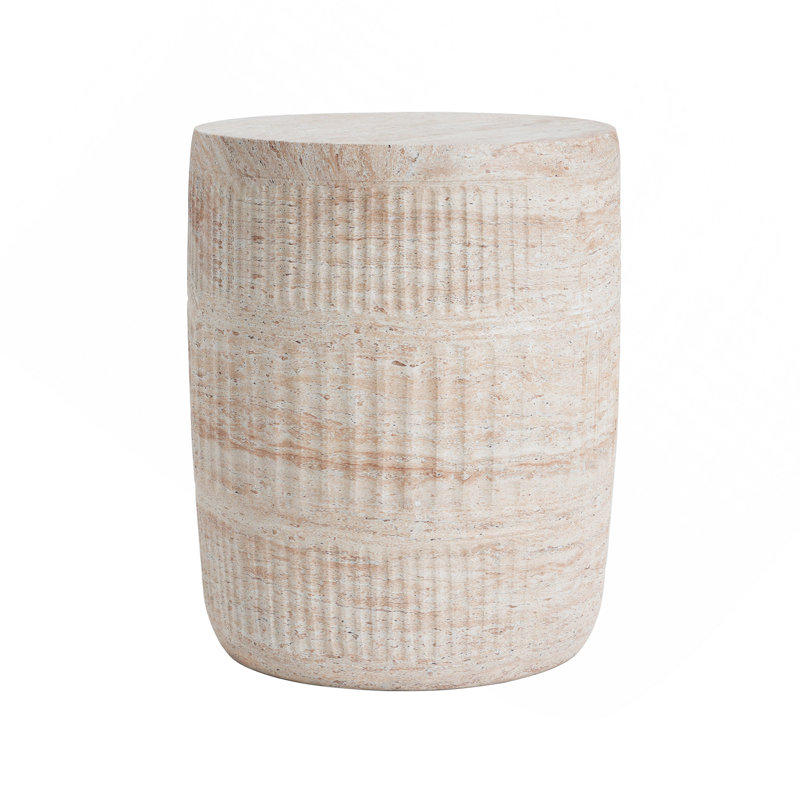 Outdoor/Indoor Lightweight Concrete Side Table,Travertine Finish