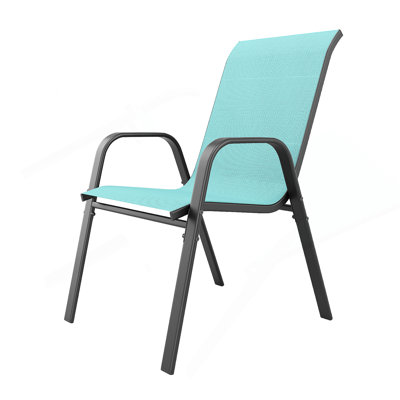 Outdoor Dining Chair 4-Piece Set - Wide Seat 350 Lbs Capacity - Waterproof & Rust-Resistant Teslin Fabric Metal Frame - Ergonomic Lumbar Support - Ideal For Patio, Restaurant, Banquet Hall