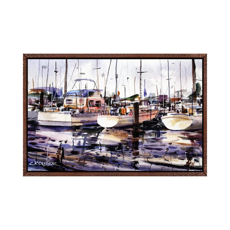 Everett Boat Slips by Dean Crouser - Print on Canvas, Classic Brown Wood Framed, 66.04 cm H x 45.72 cm W