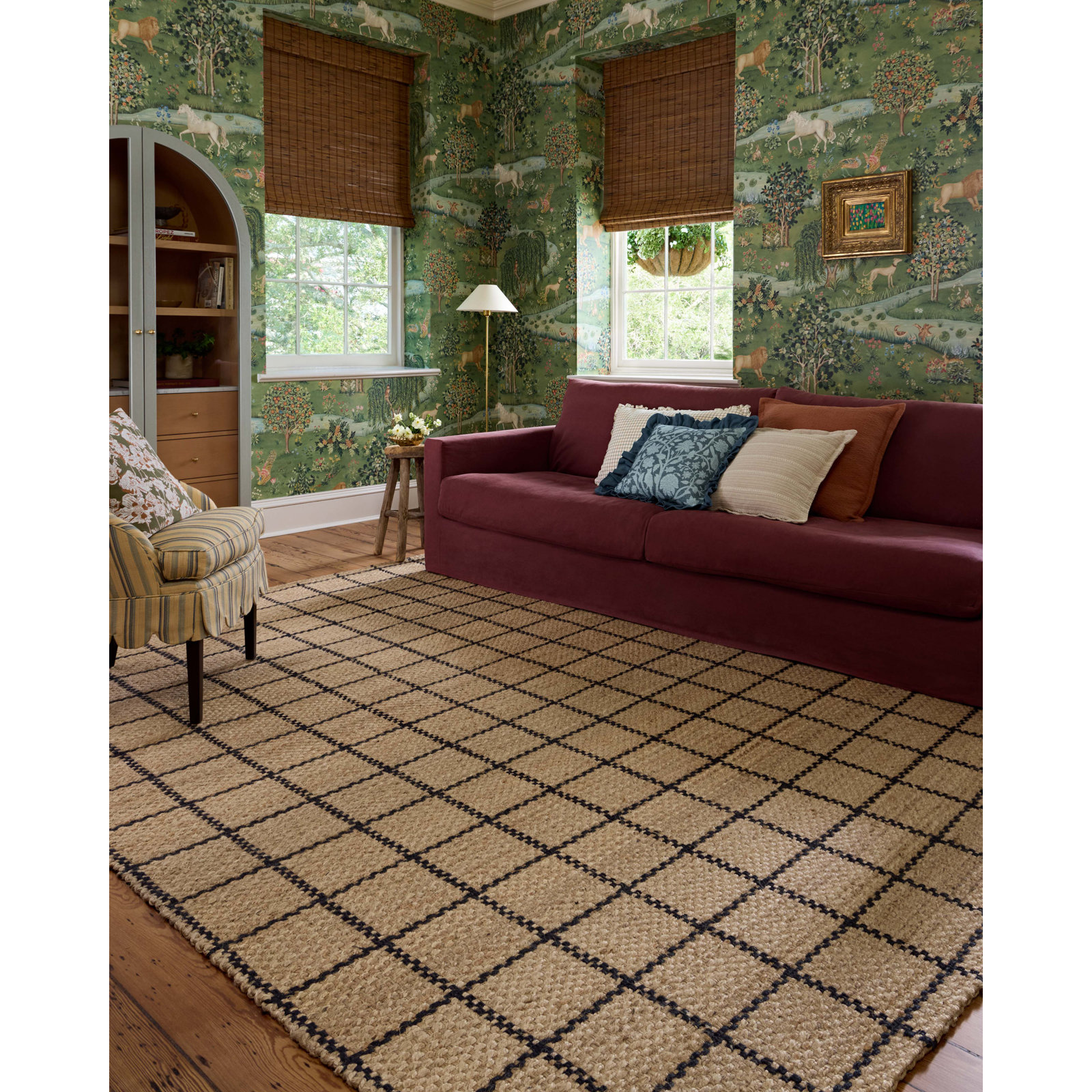 Fletcher Natural / Black Area Rug, Rectangle 7'9" x 9'9"