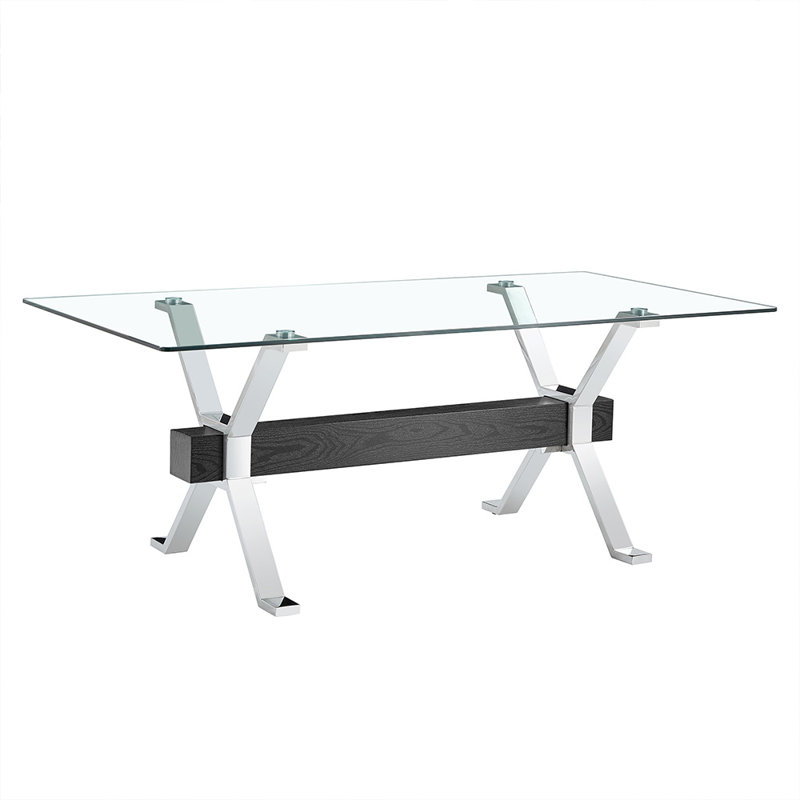 Table de salle à manger rectangulaire Kaspen, L 79 po x l 39 po, Argent - noir