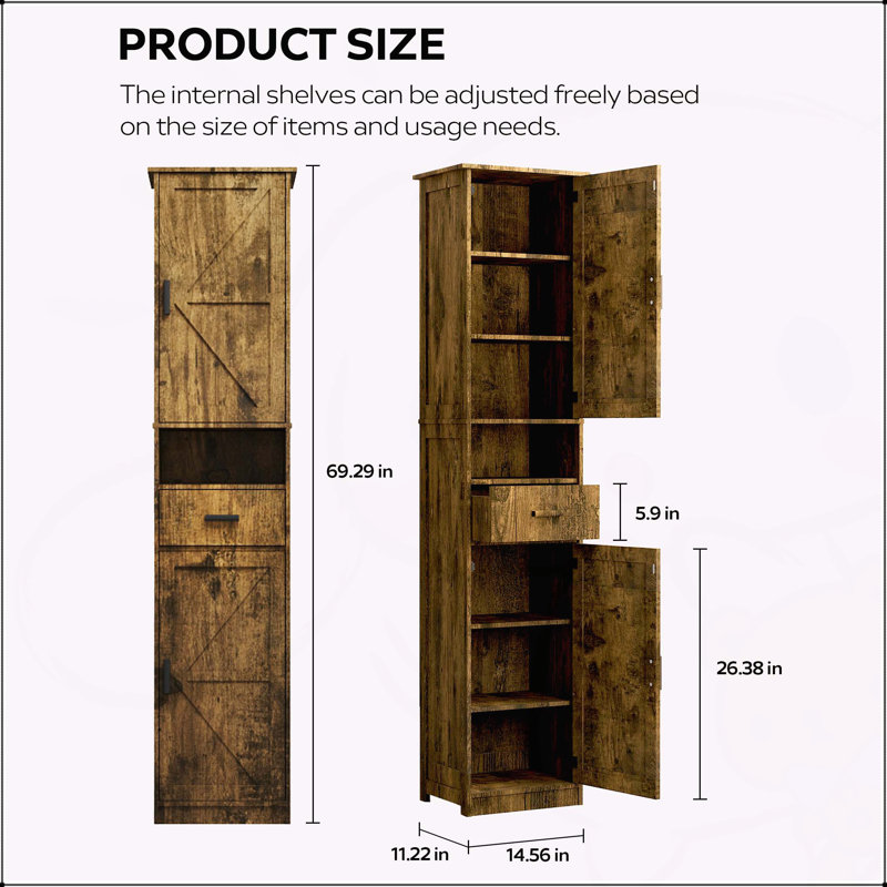 Versatile Bathroom Cabinet with Multiple Compartments and Stylish Design, Vintage