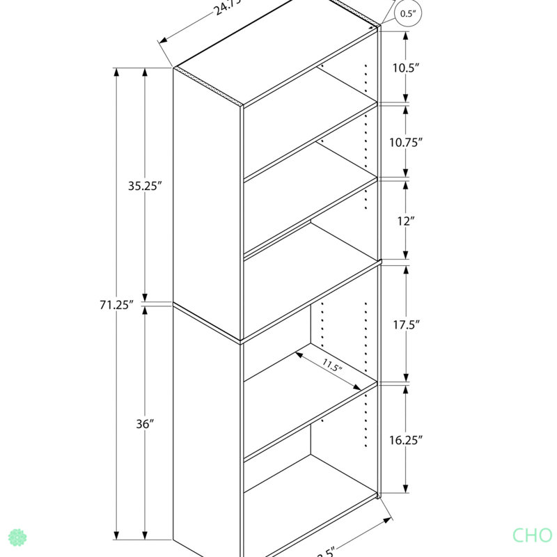 Bookshelf, Bookcase, 6 Tier, 72"H, Office, Bedroom, Laminate, Transitional, Gray