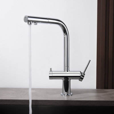 KIBI Circular 2-in-1 Single Hole Pull Out Kitchen Faucet