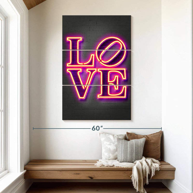 Kema Love In Neon Wall Sign, 50" H x 32" W