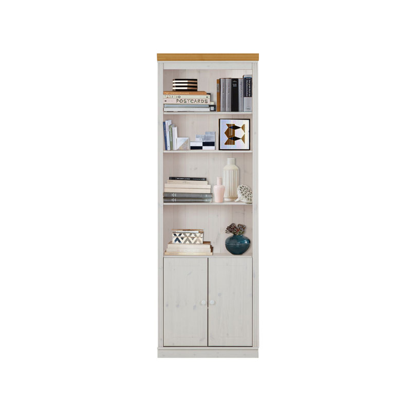 Dedrah 223 cm H x 74 cm W Library Bookcase, Brown/White