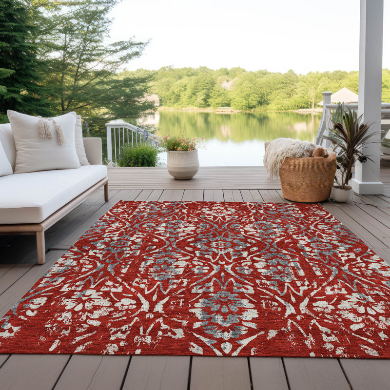 Maliana Washable Floral Indoor / Outdoor Rug, Rectangle 2'6" x 3'10"
