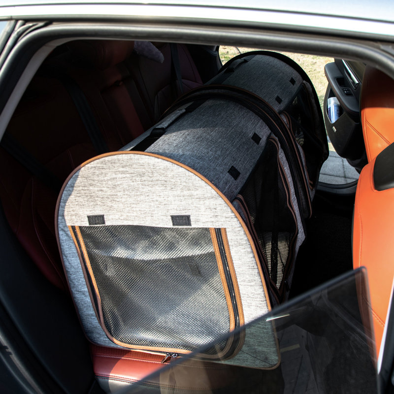 Sac de transport pour chat 39 po, gris - matériau, avec fenêtres en filet pour circulation d'air et visibilité 39 po, conception respirante à deux compartiments
