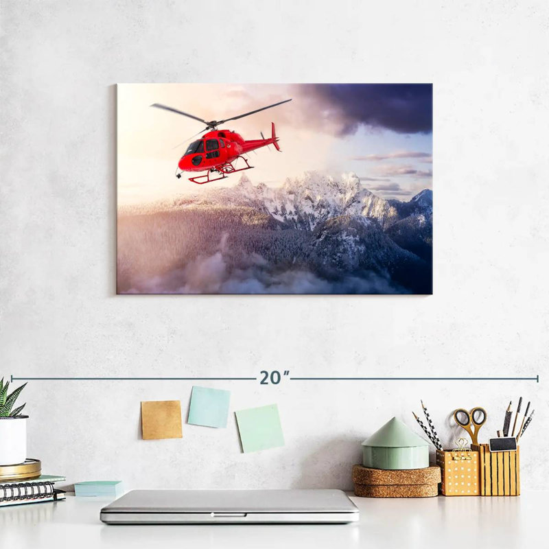 Mehar Flying Red Helicopter, 8" H x 12" W