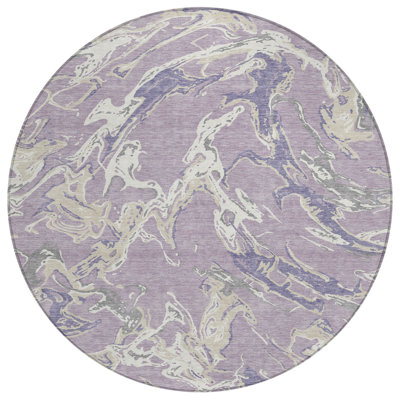 Tapis rond lavable et ivoire 8 po