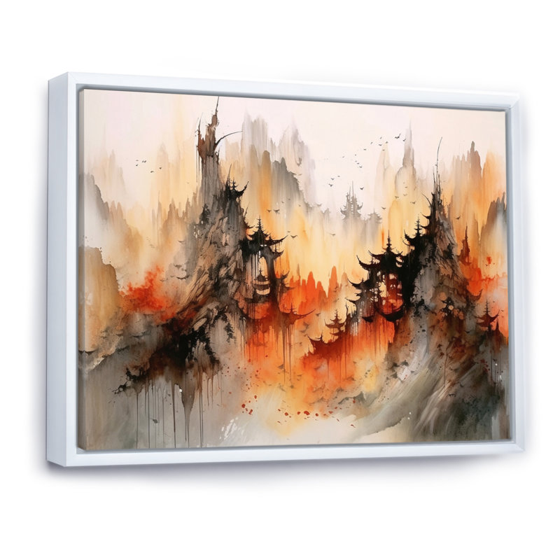 Art mural majestueux, paysages chinois III, H 30 po x l 40 po x P 1,5 po, Cadre flottant blanc