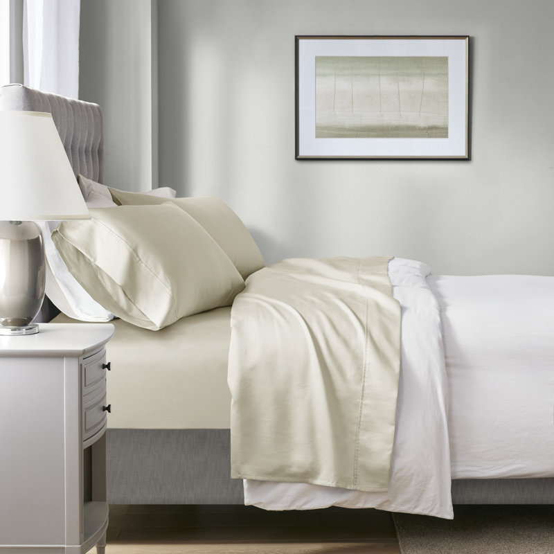 Ensemble de draps et de draps réglant le confort, mélange de coton, ivoire grand