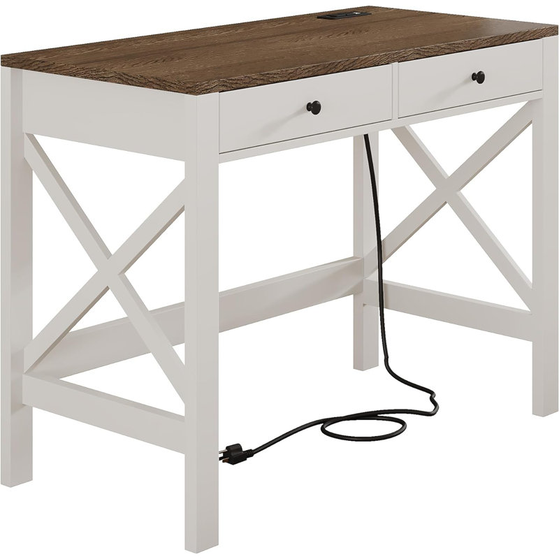 Rectangulaire l 39 po Toisha, Brun / Blanc