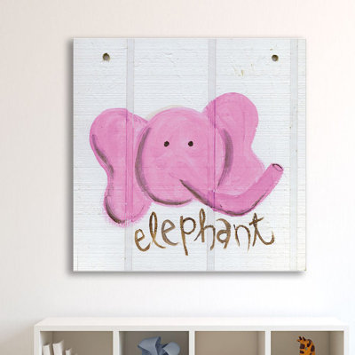 Happy Pink Elephant by Erin Burston - Wrapped Canvas Painting