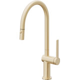 Pull-Down Kitchen Faucet With Button Sprayer - High Arc Spout