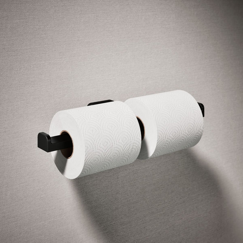 Parallel Double Toilet Paper Holder, Matte Black