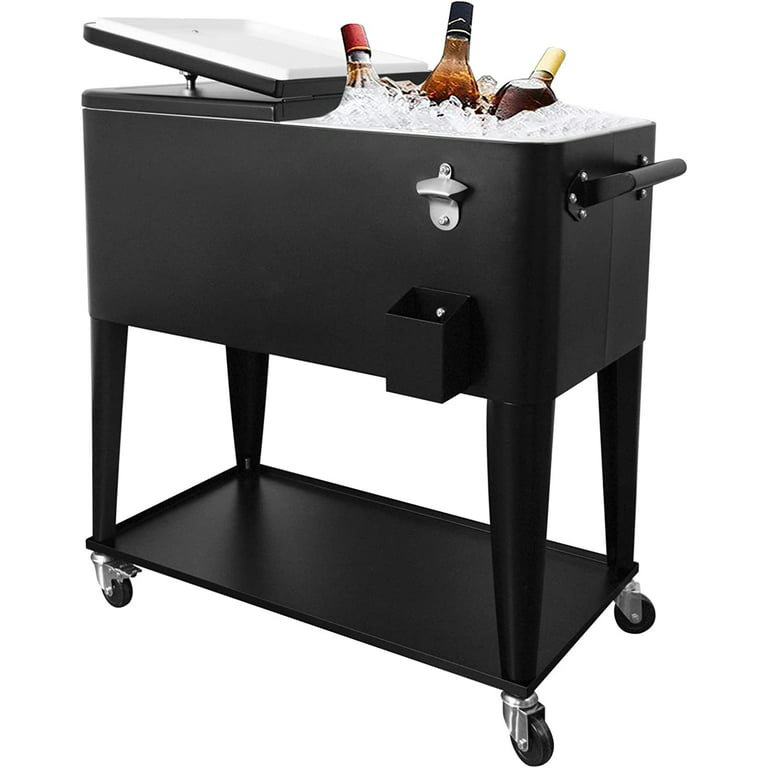 MeetingHome 80 Quarts Ice Chest with wheels, Black