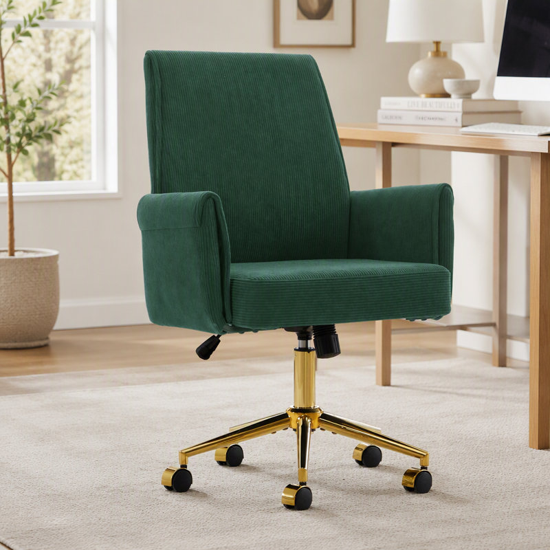 Chaise de bureau ergonomique à dossier mi-haut et relevable, revêtue de tissu rayé pour un confort optimal au travail et pendant les études.