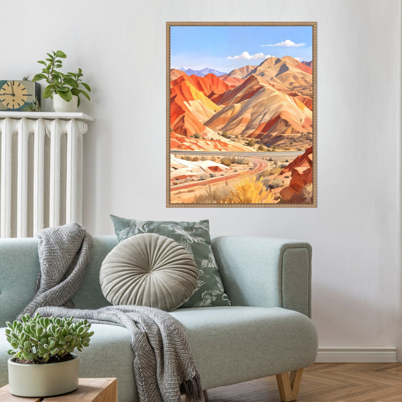 «Where the Earth Wears Fire and the Sky Whispers Peace» par Kinney, reproduction d'art sur toile encadrée, H 28 po x l 23 po