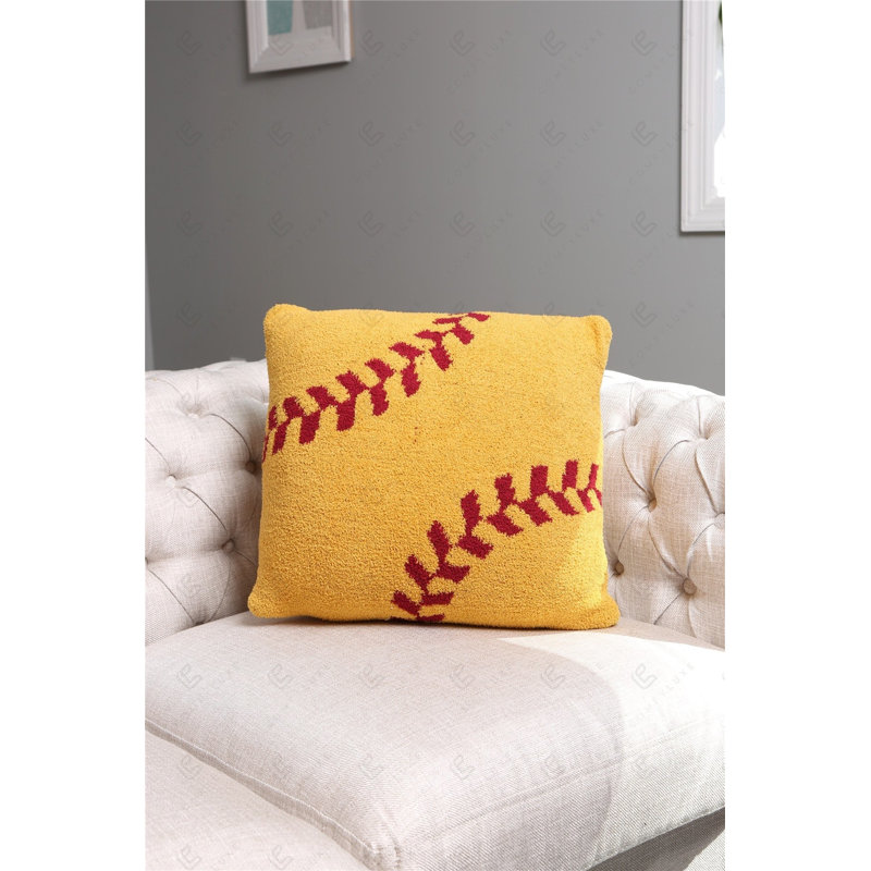 Baseball/Softball Pattern Luxury Soft Cushion Cover - WHITE, White