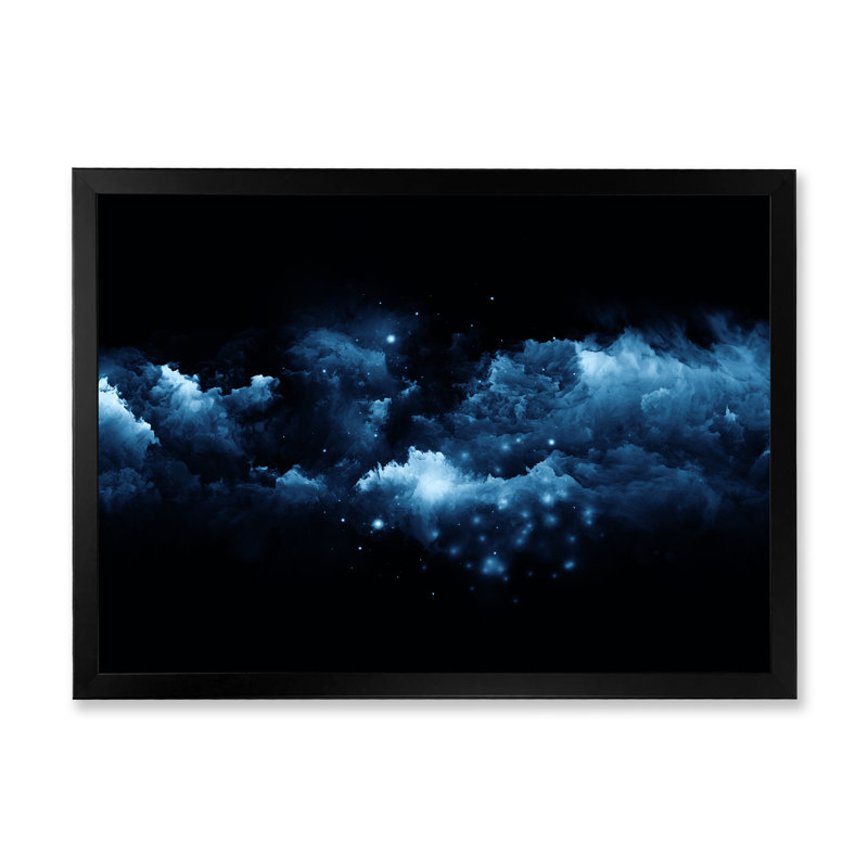 «Blue Element Fractal Clouds», reproduction de cadre photo sur toile, Cadre noir, H 8 po x l 12 po x P 1 po