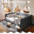 Gingham Daybed With 2 Storage Drawers And Usb Port, Wave-Shaped Design-923049219-923049216