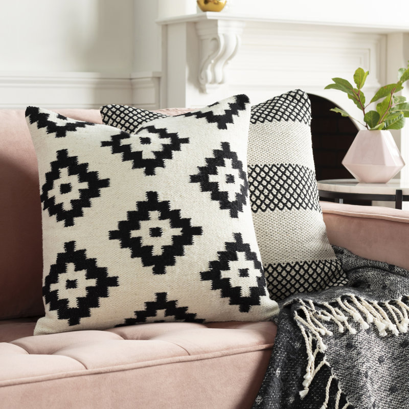 Jada Geometric Wool Blend Throw Pillow, Polyester/Polyfill