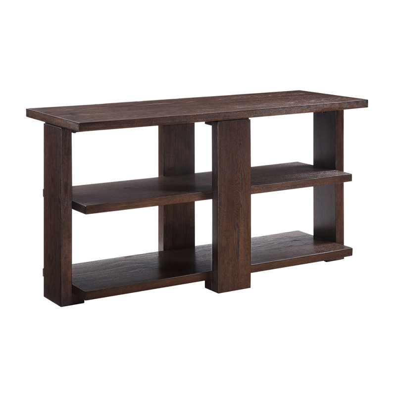 Table de canapé en noyer avec 2 tablettes